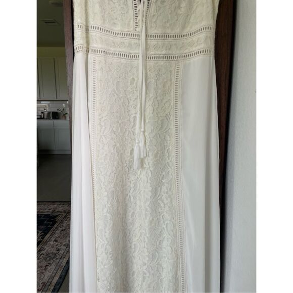 Altard State Maxi‎ Dress Women M White Boho Lace Bridal Bridesmaid Backless - Picture 3 of 15
